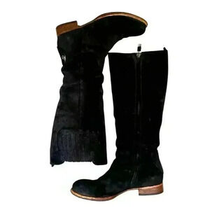 Alberto Fermani Luxury Black Suede Boots Size 37.5 Designed in Italy 1/2 in heel